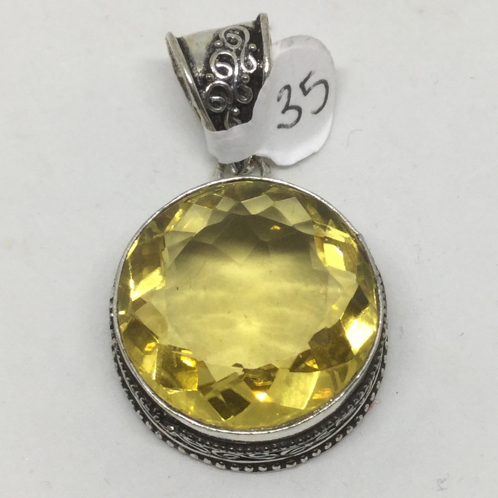 Sparkling Citrine Silver Pendant